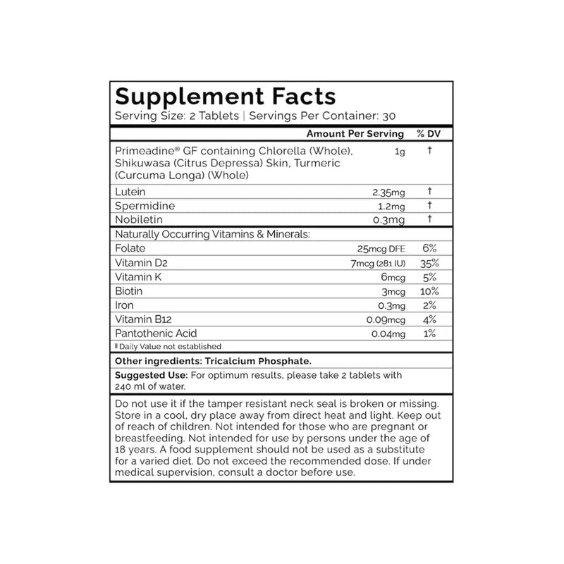Primeadine® GF Gluten-Free Spermidine Supplements - 60 Tablets | Oxford Healthspan