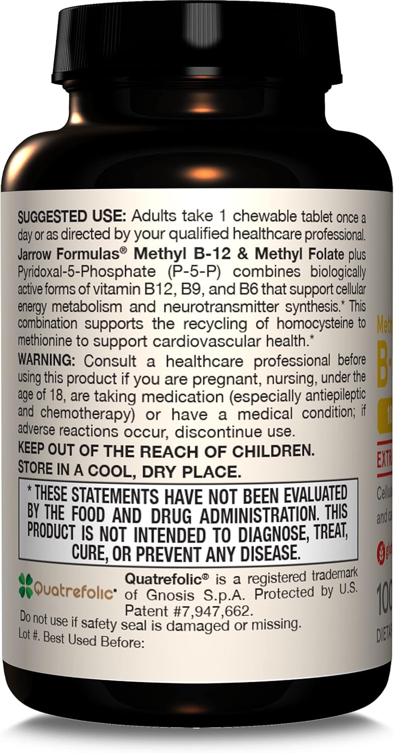 Methyl B-12 & Methyl Folate (Lemon Flavor) - 100 Chewable Tablets | Jarrow Formulas