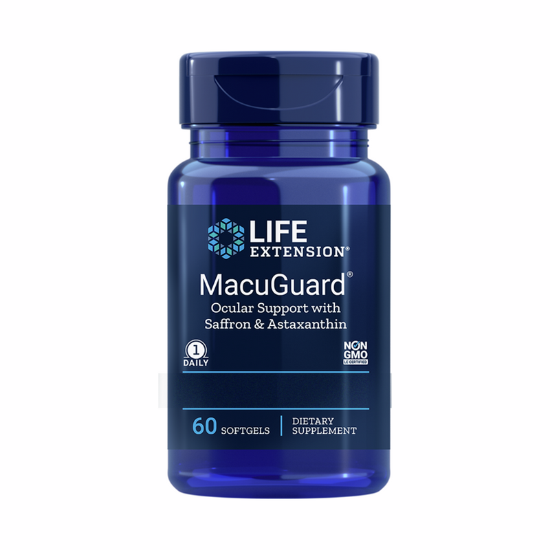 協助維持視力健康的 MacuGuard 视网膜支援配方，富含虾青素 - 60顆膠囊 | Life Extension