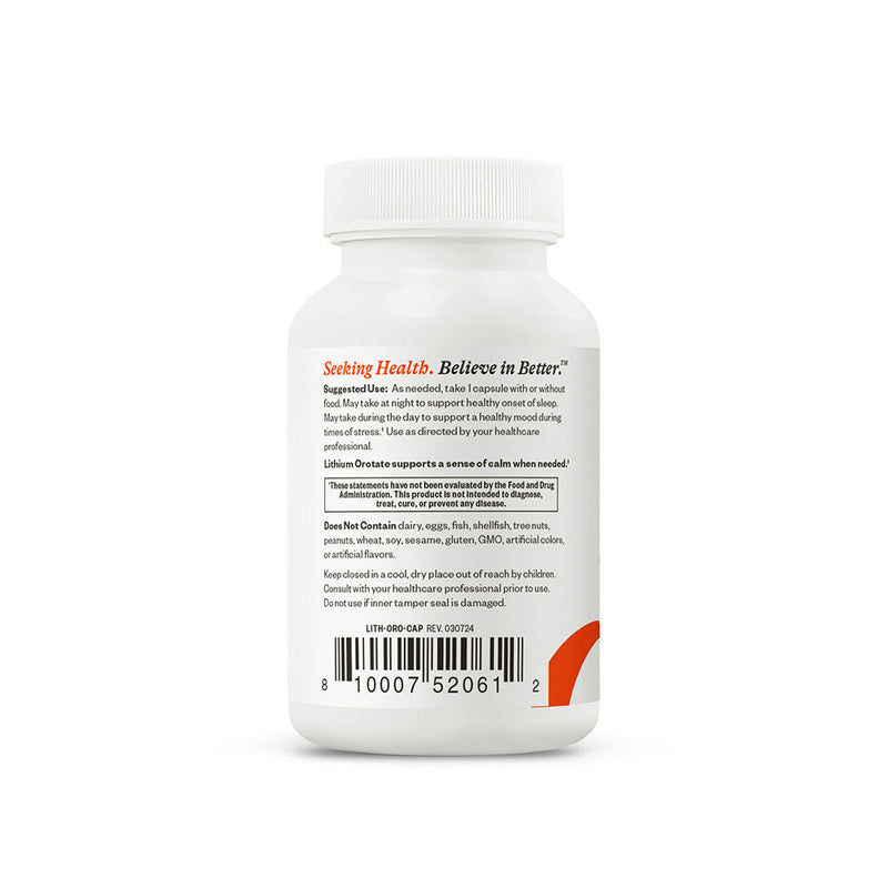 Lithium Orotate 5mg - 100 Capsules | Seeking Health