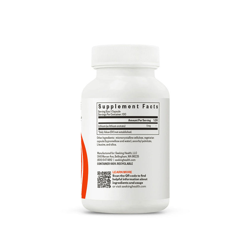 Lithium Orotate 5mg - 100 Capsules | Seeking Health