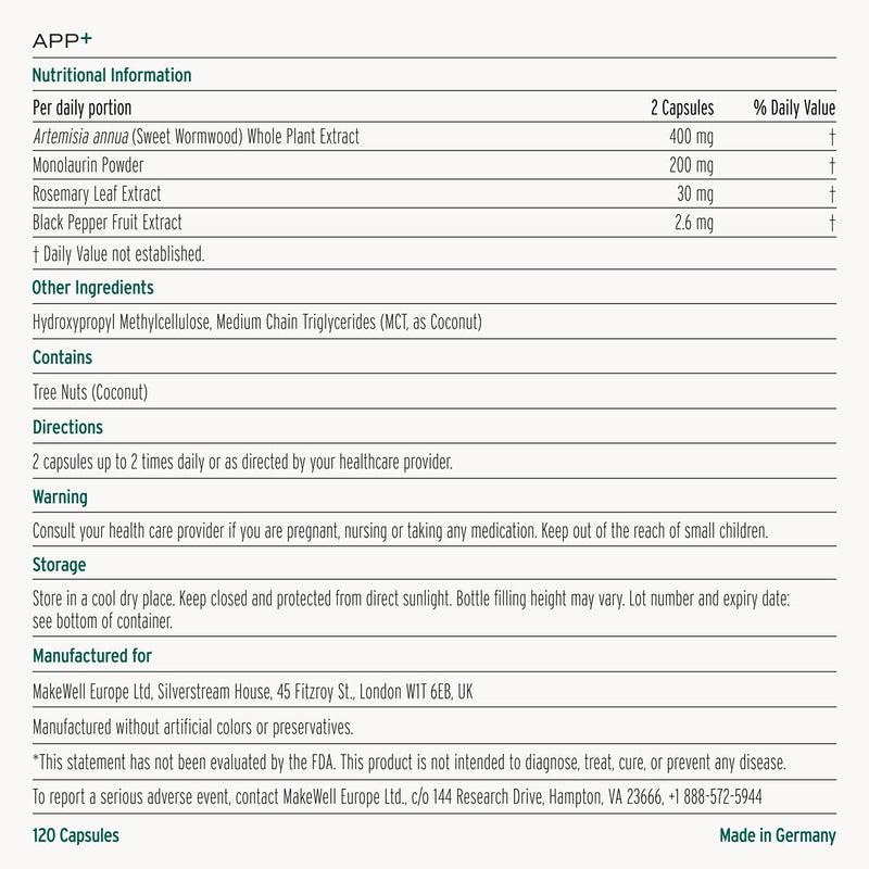 APP+ - 120 capsules | Microbial Balancing Formula | MakeWell