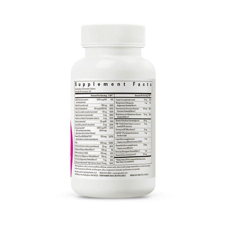 Prenatal Essentials Chewable - 60 Chewable Tablets | Seeking Health