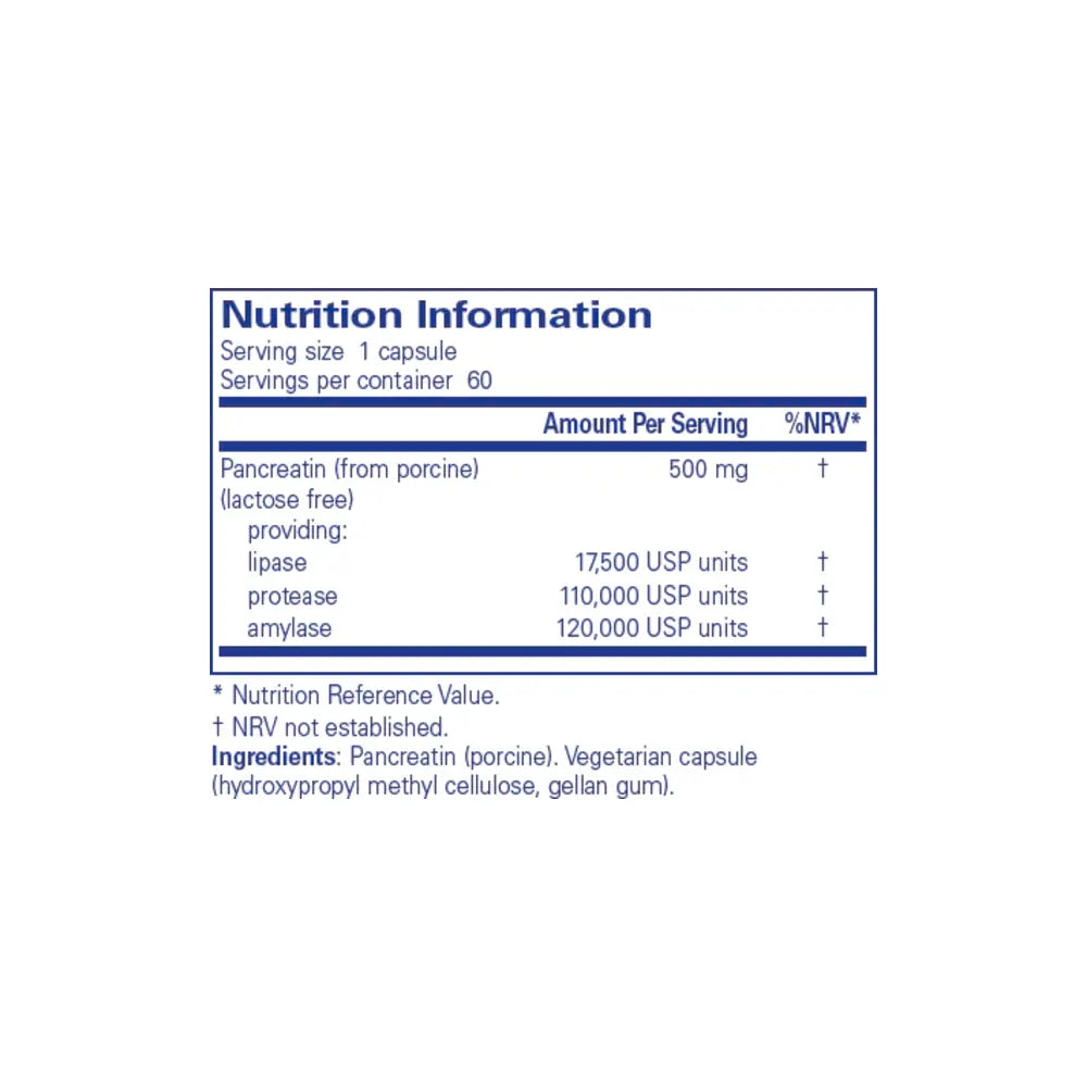 Pancreatic Enzyme Formula - 60 Capsules | Pure Encapsulations