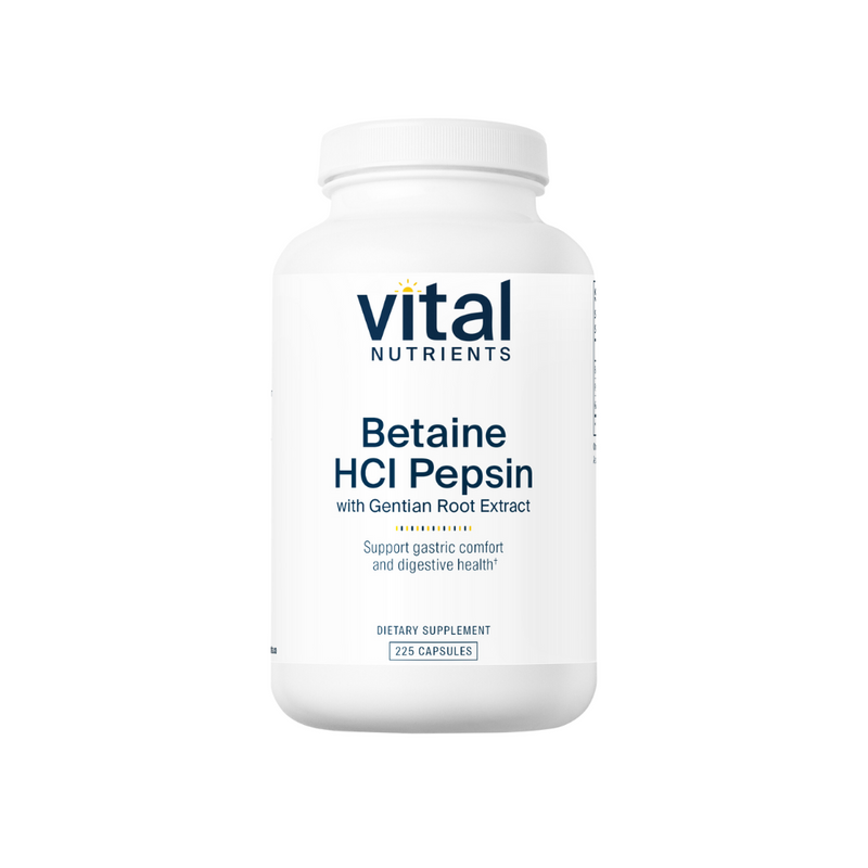 Betaine HCL、ペプシン、およびジェンチャン根エキス - 225カプセル | Vital Nutrients