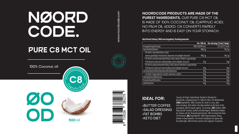 Pure C8 MCT Oil - 500ml | NoordCode