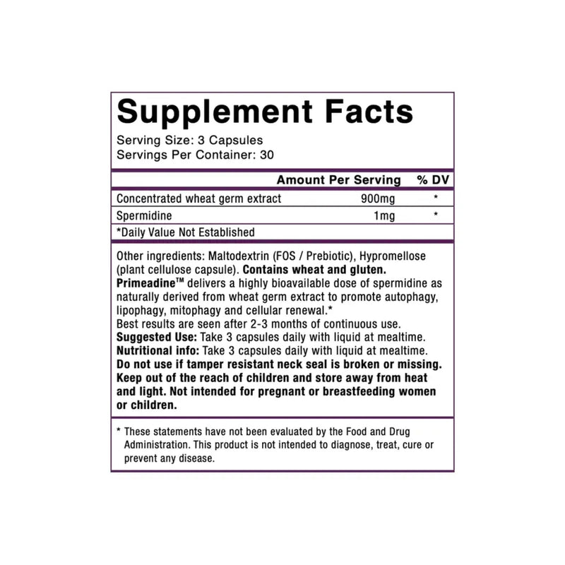 Primeadine® Original Spermidine Supplements - 90 Capsules | Oxford Healthspan